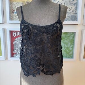 Y2K Black Sheer Lace Cami – Indie Sleaze / Sheer Layering 🖤✨